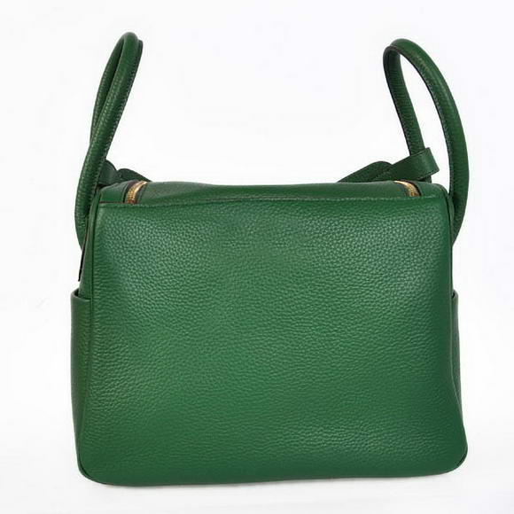 High Quality Replica Hermes Lindy 30CM Havanne Handbags 1057 Dark Green Leather Golden Hardware